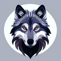 AI generated Cool Wolf Avatar Gamer Clip Art Sticker Decoration Simple Background photo