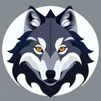 AI generated Cool Wolf Avatar Gamer Clip Art Sticker Decoration Simple Background photo