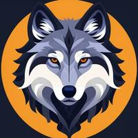 AI generated Cool Wolf Avatar Gamer Clip Art Sticker Decoration Simple Background photo