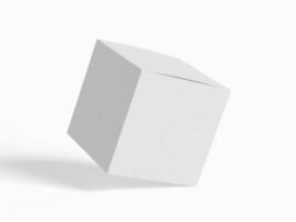 Square box packaging white backgrounnd cardboard paper with realistic texture photo