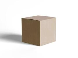 Square box packaging white backgrounnd cardboard paper with realistic texture photo