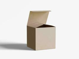 Square box packaging white background cardboard paper with realistic texture photo