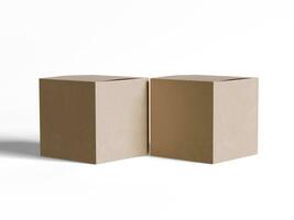 Square box packaging white backgrounnd cardboard paper with realistic texture photo