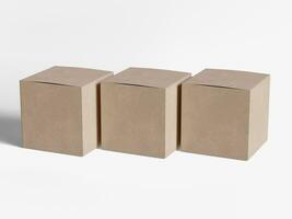 Square box packaging white backgrounnd cardboard paper with realistic texture photo