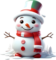 ai généré bonhomme de neige avec chapeau et écharpe sur transparent Contexte png