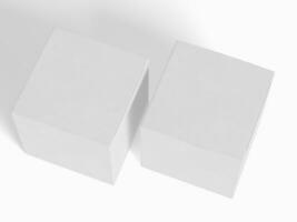 Square box packaging white backgrounnd cardboard paper with realistic texture photo