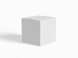 Square box packaging white backgrounnd cardboard paper with realistic texture photo