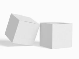 Square box packaging white backgrounnd cardboard paper with realistic texture photo