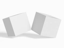 Square box packaging white backgrounnd cardboard paper with realistic texture photo