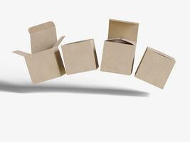 Square box packaging white backgrounnd cardboard paper with realistic texture photo