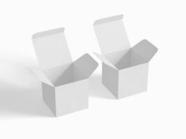 Square box packaging white backgrounnd cardboard paper with realistic texture photo