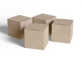 Square box packaging white backgrounnd cardboard paper with realistic texture photo