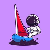 Cute Astronaut Riding Water Bike Jet Ski In Space Cartoon  Vector Icon Illustration. Science Transportation Icon Concept  Isolated Premium Vector. Flat Cartoon Style