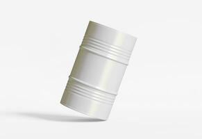 Drum container white color oil barrel realistic texture rendering 3D illustration photo