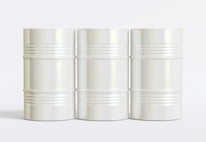 Drum container white color oil barrel realistic texture rendering 3D illustration photo