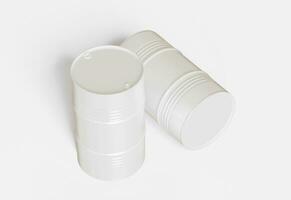 Drum container white color oil barrel realistic texture rendering 3D illustration photo