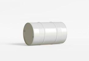 Drum container white color oil barrel realistic texture rendering 3D illustration photo