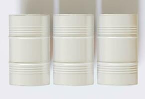 Drum container white color oil barrel realistic texture rendering 3D illustration photo