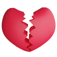 Heartbroken clipart flat design icon isolated on transparent background, 3D render Valentine concept png