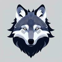 AI generated Cool Wolf Avatar Gamer Clip Art Sticker Decoration Simple Background photo