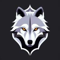 AI generated Cool Wolf Avatar Gamer Clip Art Sticker Decoration Simple Background photo