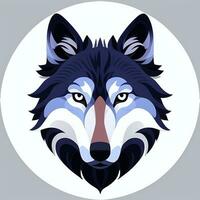 AI generated Cool Wolf Avatar Gamer Clip Art Sticker Decoration Simple Background photo