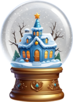 AI generated christmas snow globe with a house and trees ai generative png