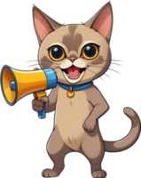 AI generated cartoon cat with a megaphone  ai generative png