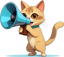 AI generated cartoon cat with a megaphone  ai generative png