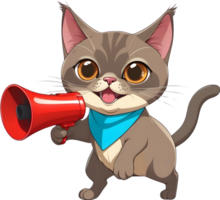 AI generated cartoon cat with a megaphone  ai generative png