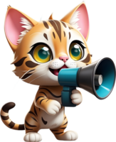 AI generated cartoon cat with a megaphone  ai generative png