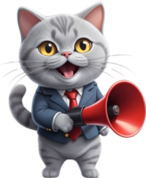 AI generated cartoon cat with a megaphone  ai generative png