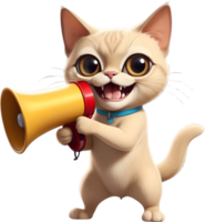 AI generated cartoon cat with a megaphone  ai generative png