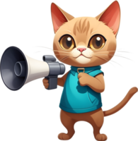 AI generated cartoon cat with a megaphone  ai generative png