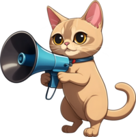 AI generated cartoon cat with a megaphone  ai generative png