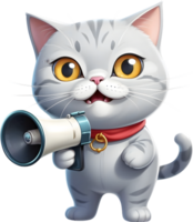 AI generated cartoon cat with a megaphone  ai generative png