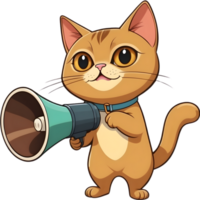 AI generated cartoon cat with a megaphone  ai generative png