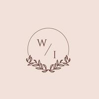 WI initial monogram wedding with creative circle line vector