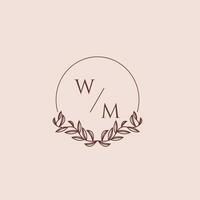 WM initial monogram wedding with creative circle line vector