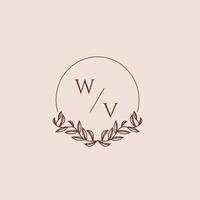 WV initial monogram wedding with creative circle line vector