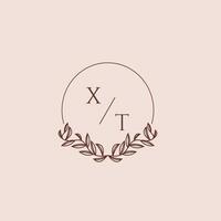 XT initial monogram wedding with creative circle line vector