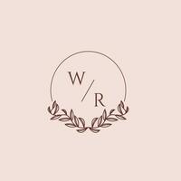 WR initial monogram wedding with creative circle line vector