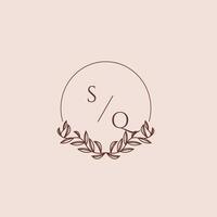 SQ initial monogram wedding with creative circle line vector