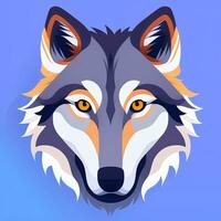 AI generated Cool Wolf Avatar Gamer Clip Art Sticker Decoration Simple Background photo