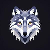 AI generated Cool Wolf Avatar Gamer Clip Art Sticker Decoration Simple Background photo