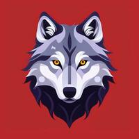 AI generated Cool Wolf Avatar Gamer Clip Art Sticker Decoration Simple Background photo