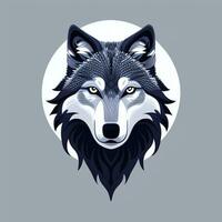 AI generated Cool Wolf Avatar Gamer Clip Art Sticker Decoration Simple Background photo