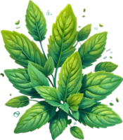 AI generated mint leaves on transparent background ai generative png
