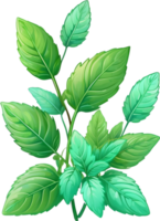 AI generated mint leaves on transparent background ai generative png