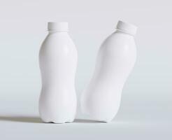 Milk Plastic Bottle White Color and realistic texture rendering 3D photo